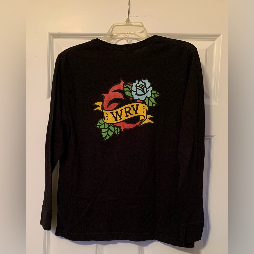 Surfer Skater WRV Youth L Black Long Sleeve TShirt Dolphins Flower